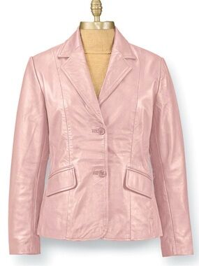 NWOT! Chadwick’s 100% LEATHER BLAZER, 4, Blush Pink